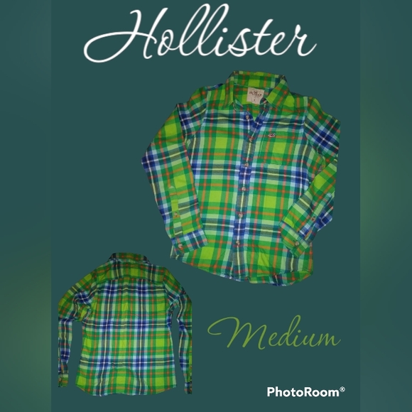 💚Hollister💙Green Flannel💚 - Picture 2 of 6